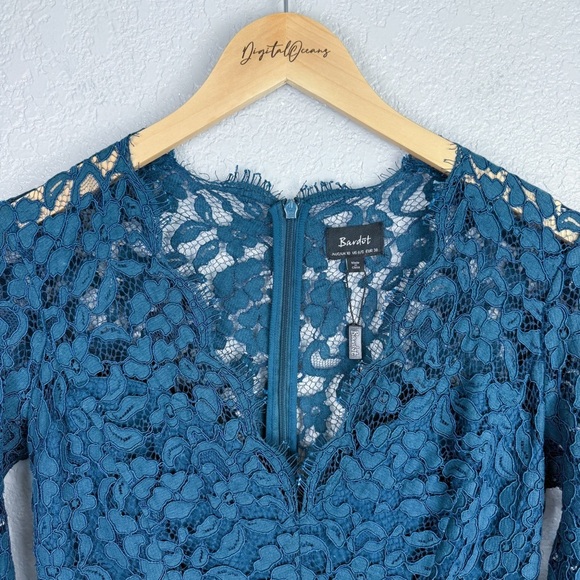 Bardot NWOT Midnight Lace Long Sleeve Dress, Ash Blue 6 - Small, Romantic - Picture 4 of 11